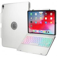 Puzdro s podsvietenou klávesnicou a príchytkou na Apple Pencil pre iPad Pro 12,9" (2018/2020) - strieborné