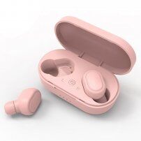 TWS-M1 bezdrôtové Bluetooth slúchadlá s nabíjacím puzdrom pre zariadenia Apple - ružová