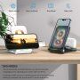 3 v 1 multifunkčný bezdrôtový skladací stojanček pre iPhone / Apple Watch / Airpods - čierny