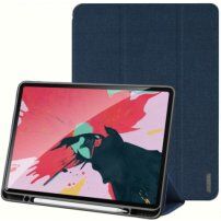 DUX DUCIS Domo puzdro s priestorom na Apple Pencil a funkciou uspania pre iPad Pro 12,9" (2018-2022) - tmavomodré