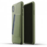 Mujjo Full Leather Wallet puzdro pre iPhone XS Max – olivová