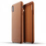 Mujjo Full Leather puzdro pre iPhone XS Max – žltohnedá