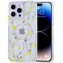 Transparentný kryt so vzorom kvetín a MagSafe pre iPhone 12 Pro Max - žltý