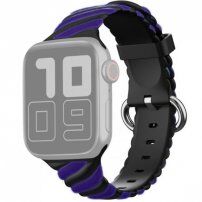 Prepletený silikónový remienok pre Apple Watch 42mm / 41mm / 40mm / 38mm - modro-čierny