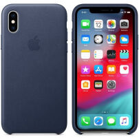 Originálne Apple kožené puzdro pre iPhone XS – polnočná modrá