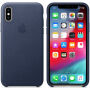Originálne Apple kožené puzdro pre iPhone XS – polnočná modrá