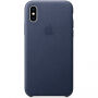 Originálne Apple kožené puzdro pre iPhone XS – polnočná modrá