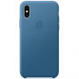 Originálne Apple kožené puzdro pre iPhone XS – modrosivá