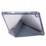 Puzdro s transparentnou zadnou stranou a origami stojančekom pre iPad 9,7" (2017/2018) / Air 1 / 2 / Pro 9,7" - modrosivé