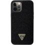Guess Rhinestones Triangle Metal Logo kryt posádzaný kamienkami pre iPhone 12 Pro Max - čierny
