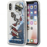 Karl Lagerfeld Karl Captain Carl Liquid Glitter puzdro pre iPhone X – modrá