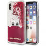 Karl Lagerfeld Peek a Boo Liquid Glitter puzdro pre iPhone X – červená
