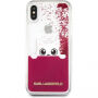 Karl Lagerfeld Peek a Boo Liquid Glitter puzdro pre iPhone X – červená