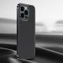 Kožený kryt s pokoveným rámčekom pre iPhone 14 Pro Max - čierny