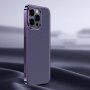 Kožený kryt s pokoveným rámčekom pre iPhone 13 Pro - fialový