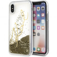 Karl Lagerfeld Karl Signature Liquid Glitter puzdro pre iPhone X – zlatá