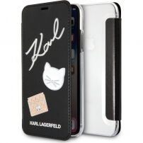 Karl Lagerfeld Pins Book puzdro iPhone X – čierna