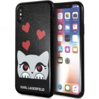Karl Lagerfeld Original faceplate puzdro pre iPhone X – čierna