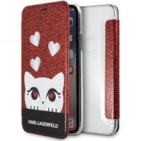 Karl Lagerfeld Valentines Choupette Book puzdro pre iPhone X – červená