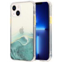 Mramorovaný kryt odolný proti poškrabaniu pre iPhone 14 - tyrkysový