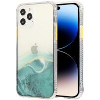 Mramorovaný kryt odolný proti poškrabaniu pre iPhone 14 Pro - tyrkysový