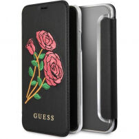 Guess Flower Desire Book puzdro pre iPhone X – čierna