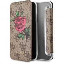 Guess 4G Flower Desire Book puzdro pre iPhone X – hnedá