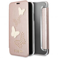 Guess Studs and Sparkle Book puzdro pre iPhone X – zlatoružová