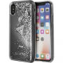 Guess Liquid Glitter puzdro pre iPhone X – strieborná