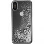 Guess Liquid Glitter puzdro pre iPhone X – strieborná