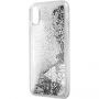 Guess Liquid Glitter puzdro pre iPhone X – strieborná