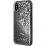 Guess Liquid Glitter puzdro pre iPhone X – strieborná