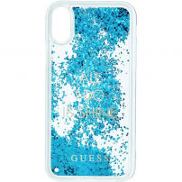 Guess Liquid Glitter zadný kryt pre iPhone X – modrá