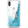 Guess Liquid Glitter zadný kryt pre iPhone X – modrá
