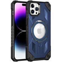 Superodolný kryt s MagSafe a výklopným stojančekom pre iPhone 11 Pro Max - tmavomodrý