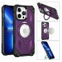 Superodolný kryt s MagSafe a výklopným stojančekom pre iPhone 13 Pro Max - fialový