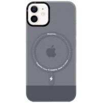 Priesvitný kryt s MagSafe pre iPhone 12 / 12 Pro - sivý