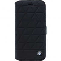 BMW Hexagon Book kožené puzdro pre iPhone SE (2020/2022) / 8 / 7 – čierna