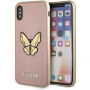 Guess Saffiano Butterfly kryt pre iPhone X – zlatoružová
