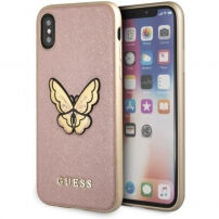 Guess Saffiano Butterfly kryt pre iPhone X – zlatoružová