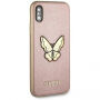 Guess Saffiano Butterfly kryt pre iPhone X – zlatoružová