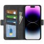 Flipové puzdro z PU kože pre iPhone 15 Pro Max - čierne