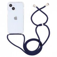 Transparentný kryt so šnúrkou pre iPhone 15 - tmavomodrý