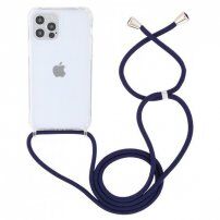 Transparentný kryt so šnúrkou pre iPhone 15 Pro Max - tmavomodrý