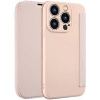 Peňaženkové puzdro zo silikónu a PU kože pre iPhone 15 Pro Max - ružové