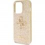 Guess Fixed Glitter 4G Metal Logo trblietavý kryt pre iPhone 15 Pro Max - zlatý