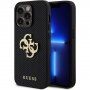 Guess Perforated 4G Glitter Metal Logo kryt pre iPhone 14 Pro Max - čierny