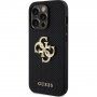 Guess Perforated 4G Glitter Metal Logo kryt pre iPhone 14 Pro Max - čierny