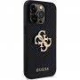 Guess Perforated 4G Glitter Metal Logo kryt pre iPhone 14 Pro Max - čierny