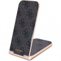 Guess 4G Pattern Aluminium 2v1 stolná bezdrôtová magnetická nabíjačka na iPhone/AirPods - čierna